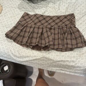 RSQ Brown Plaid Mini Skirt